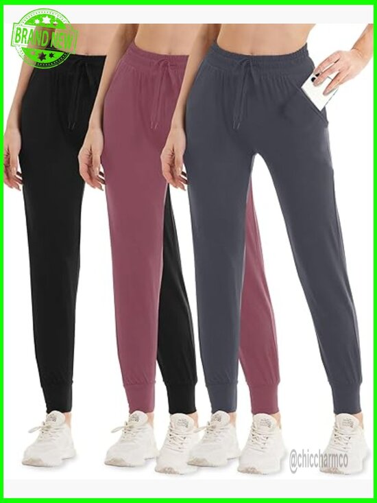 Pants - High Rise Sweatpants with Pockets, 27" Inseam, Polyester Spandex Blend